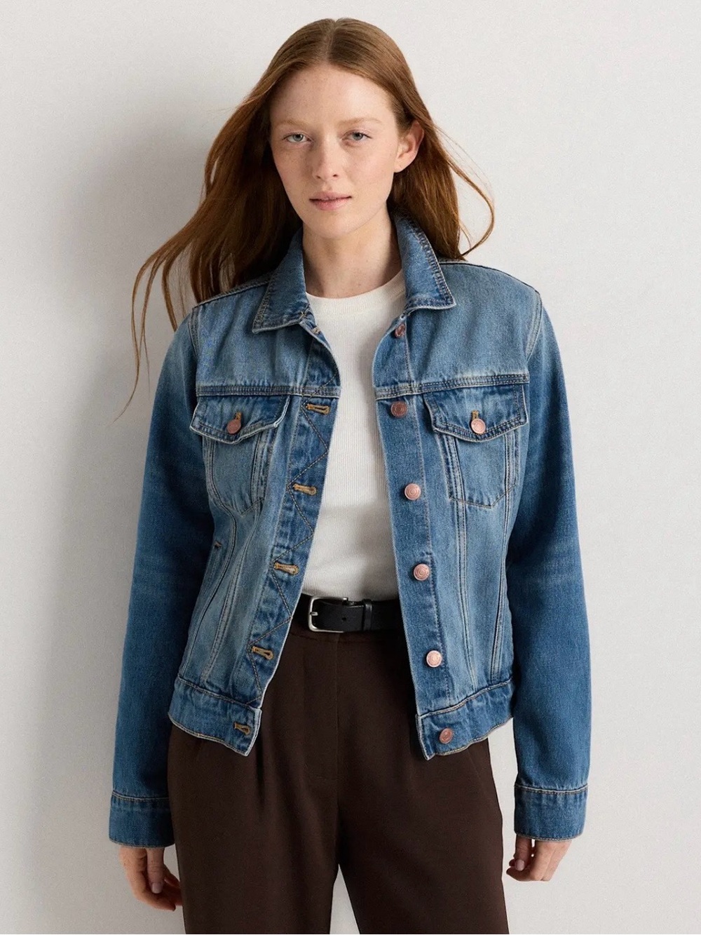 Quince 100% Organic Cotton Denim Jacket in Indigo Blue Size XS